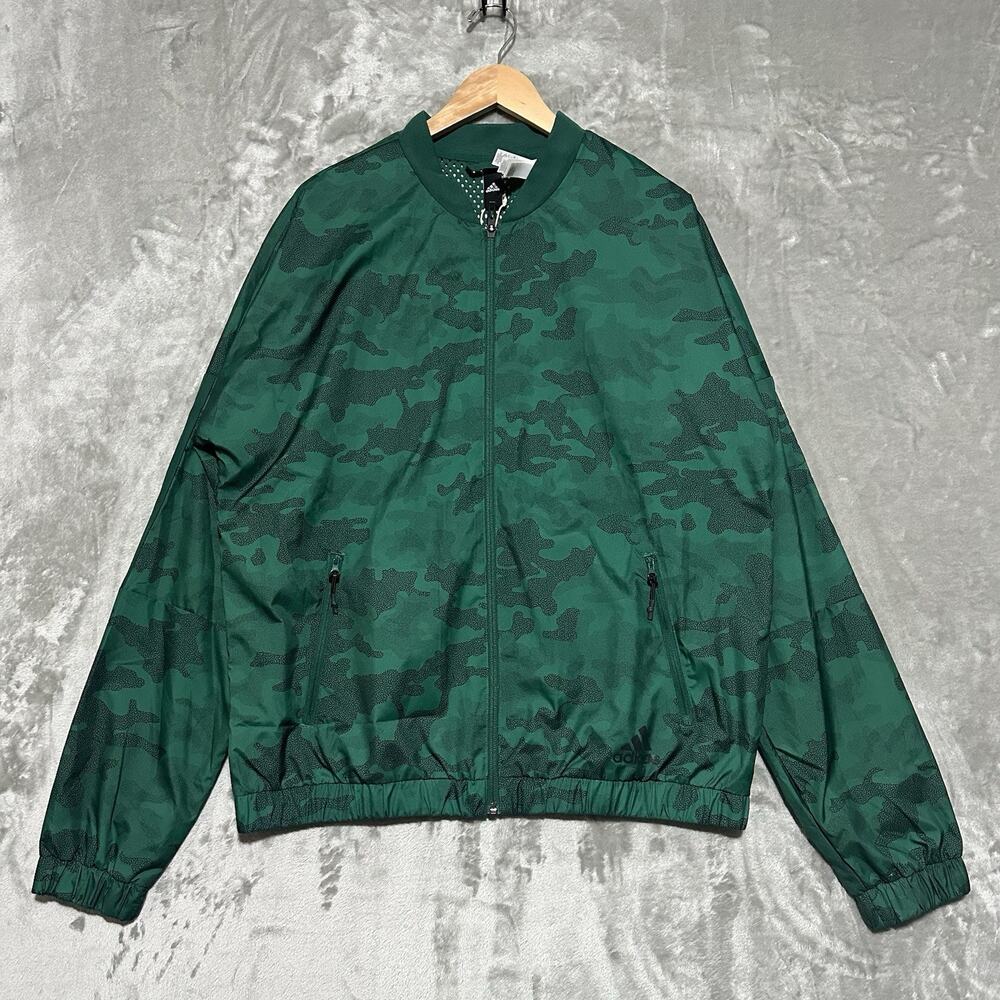 NWT Adidas Mens Woven Training Camo Jacket‎ Size L Green Athleisure Performance